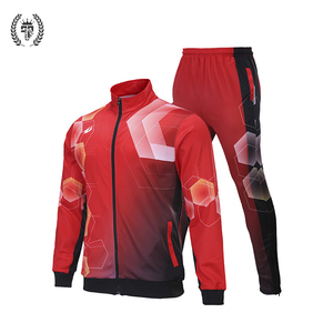 Men's <b>Red</b> Geometric Print Tracksuit Set Full Sleeve Zipper Closure Sporty Style Quick Dry Polyester <b>Material</b> Summer Wear 2 1 - Product Image 1