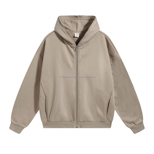 Sudadera con Capucha y Cremallera para Hombre, Tendencia de Moda, con Terciopelo, 430 Gsm, Peso Pesado, Hombros Caídos, Cremallera Completa, Bordado Personalizado - Product Image 2