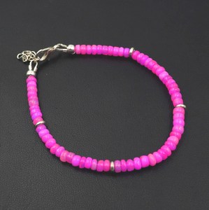 Natural Pink Ethiopian Opal Beads Bracelet, Roundel Multi <b>Fire</b> Gemstone Gift - Product Image 5