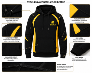 Sudadera con capucha para hombre, transpirable, 100% algodón, diseño de paneles personalizados, venta al por mayor, a la moda, personalizable. - Product Image 6
