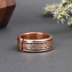 Fashionable Copper Magnetic Ring – Stylish <b>Braided</b>-Pattern Wrist Jewelry Adjustable Therapeutic <b>Accessory</b> for Joint Comfort - Product Image 3