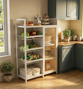 Estante de Almacenamiento de Cocina Multifuncional, Plegable, Ajustable, Impermeable, de Acero Galvanizado de Una Sola Capa, Apilable - Product Image 1