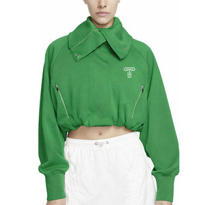 Women's Autumn <b>Short</b> Knitted Cropped Bomber <b>Jacket</b> Made of Polyester/Cotton Streetwear - Product Image 1