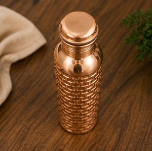 Recipiente de Cobre Puro con Patrón de Ladrillo Premium, con Tapa, para Bebidas, para Uso en el Hogar, Viajes y Fiestas - Product Image 2