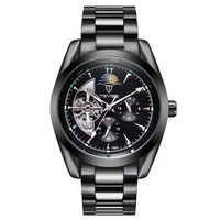 TEVISE T795A Herren Automatische Mechanische Uhr Mondphase Skelett-Zifferblatt Edelstahlarmband Leuchtend Wasserdicht Geschäftsuhr