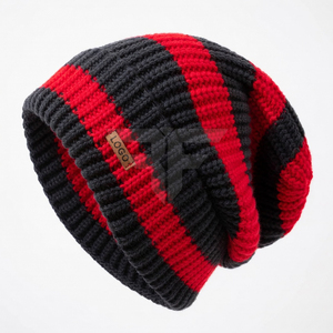 Gorro de Punto a Rayas Colorido Nuevo de Fábrica para Mujer, Gorro Cálido de Otoño e Invierno, Gorro Deportivo Grueso a Cuadros - Product Image 1