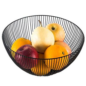 Panier à fruits rond en fer noir, organisateur de cuisine en maille métallique, panier à fruits en fil métallique noir pour le commerce alimentaire - Product Image 4