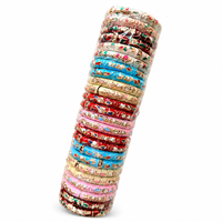 Juego de Brazaletes de Ágata Multicolor de Metal Vintage al por Mayor con Patrón de Mariposa, Joyería India Apilable con Engaste de Bisel, Budismo