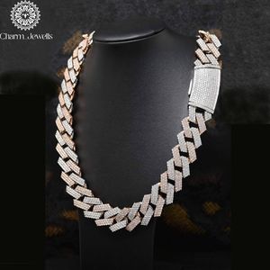 สร้อยคอผู้ชาย Charm Jewells ประดับโมอิสซาไนต์ เงินแท้ 925 ชุบทอง 14K พร้อมสายเชื่อมแบบโซ่ รับรองโดย IGI สไตล์ฮิปฮอป ทรงบริลเลียนต์คัท หรูหรา - Product Image 1