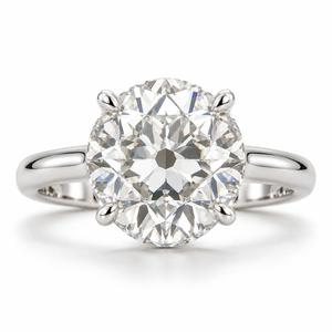 Bague solitaire en platine avec diamant rond taille brillant, bijoux de luxe, bague de fiançailles, sertissage classique à quatre griffes, fabricant - Product Image 5