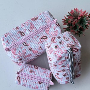 Set de Organizador de Cosméticos Acolchado de Algodón con Patrón Paisley, Bolsa de Aseo Multifuncional de Gran Capacidad, Estilo Bohemio - Product Image 4