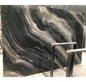 แผ่นไม้โบราณหินอ่อนม้าลายสีดำแผ่นพื้นกระเบื้องพื้นหินอ่อนไม้สีดำสำหรับโครงการวิลล่าโรงแรม - Product Image 6