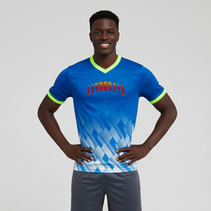 Camiseta de Fútbol Estilo Clásico, Color Personalizado, Logotipo del Equipo, Nombre y Número del Jugador Personalizados, 100% Poliéster Transpirable, Cuello en V, Manga Corta para Hombre - Product Image 1