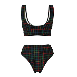Conjunto de bikini a cuadros para mujer, con cuello en V profundo, top push-up con nudo frontal y braguita hipster elástica, traje de baño 2026 - Product Image 2
