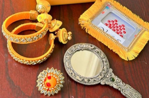 Handcrafted Yellow Silk Thread Bangle Set with Intricate Gota Patti Work Traditional Indian Ethnic Jewelry for Women and Girls - Product Image 1
