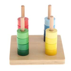 Anneaux empilables éducatifs Montessori en bois RR Enterprises, jouet décoratif pour bébés et enfants - Product Image 2