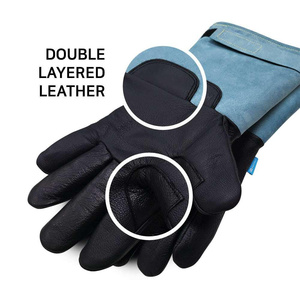 Gants de soudage TIG de qualité supérieure, en cuir de chèvre et de vachette pleine fleur, excellente protection des mains pour soudeurs, résistants aux flammes - Product Image 2
