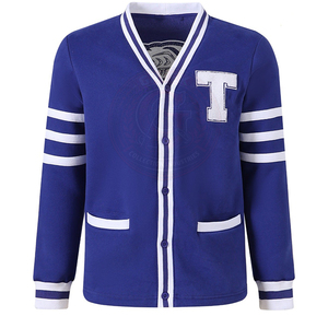 Greek sorority fraternity <b>cardigans</b> 100% cotton blue women's sweaters V-neck university embroidery logo college <b>varsity</b> <b>cardigan</b> - Product Image 1