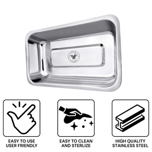 Plateau pour instruments chirurgicaux dentaires en acier inoxydable, 8″ x 5″ x 2″, plateau de stérilisation médicale réutilisable - Product Image 3