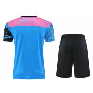 Ensemble d'uniformes de football personnalisés pour hommes, bleu, rose, noir, impression par sublimation, jersey respirant en polyester, shorts, tenue d'équipe pour adultes - Product Image 6