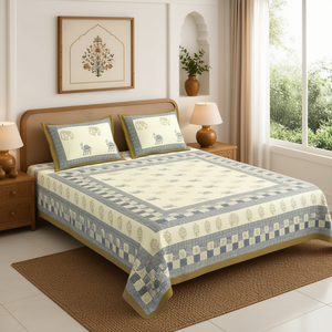 BAGRU 120TC <b>Queen</b> Bedding Set 100x108 Inch American Style Fitted and Flat <b>Bed</b> <b>Sheets</b> with 2 Pillow Covers for Home or Hotel - Product Image 3