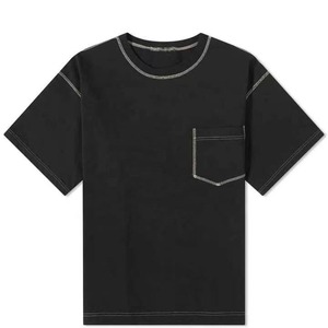 T-shirt pour homme, t-shirt de haute qualité, logo personnalisé, couleur unie, col rond, manches courtes avec poche - Product Image 1