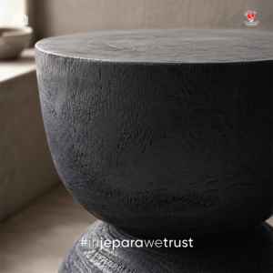 Wholesale Modern Minimalist Black Wood Side <b>Table</b> Elegant Hourglass <b>Stool</b> Accent Pedestal for Living Room and Resort Project - Product Image 2