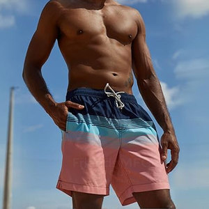 Shorts de bain décontractés pour hommes - Taille mi-haute, respirants, style urbain, coton/polyester - Product Image 3