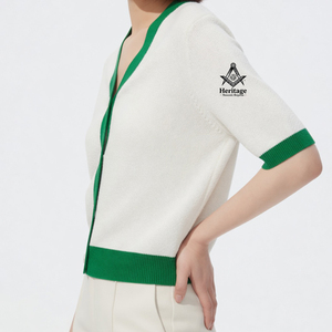 HMR Vêtements grecs personnalisés pour femmes, cardigan en acrylique écologique vintage blanc et vert contrasté pour l'hiver - Product Image 5