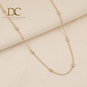 Collar de Oro Amarillo Sólido de 9K con Certificado IGI, Diseño Moderno con Diamante Cultivado en Laboratorio con Engaste de Bisel, Joyería Elegante para Mujer - Product Image 1