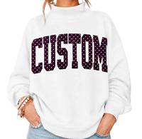 Pull à col montant pour femme, coupe oversize, à manches longues, avec patch à lettres et points personnalisé, style décontracté