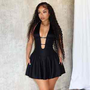 Nouvelle Robe Sexy d'Automne pour Femme en Similicuir PU avec Détails Métalliques, Col Halter, Sans Manches, Dos Nu, Plissée, Tenue de Soirée - Product Image 5