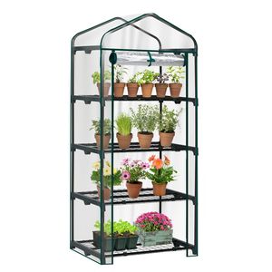Mini serra a 4 livelli con copertura in PVC, porta avvolgibile con cerniera e design impermeabile per giardini interni (27" x 19") - Product Image 4