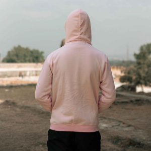 Sudadera con Capucha Unisex Rosa, 100% Algodón, Anti-Pilling, Corte Holgado, Color Sólido, con Cierre, para Invierno - Product Image 2
