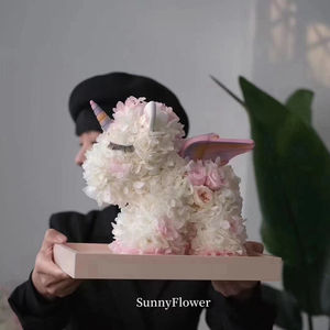 Decoración del hogar Adornos elegantes Caja de regalo para siempre Secado inmortal preservado Rosa Hortensia <span class=keywords><strong>unicornio</strong></span> flor eterna en caja de acrílico - Product Image 2