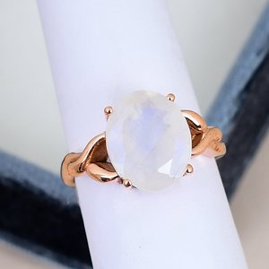 Oval Cut Prong Setting Moonstone <b>Ring</b> Solid 925 Sterling <b>Silver</b> Rose Gold Plated Leaf Vine <b>Band</b> Engagement <b>Ring</b> For Women - Product Image 3