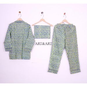 Conjunto de Pijamas Elegantes y Lujosos con Estampado Floral para Mujer, Pijama de Algodón Suave de Alta Calidad, Vestido de Dama de Honor, Ropa de Dormir con Estampado de Bloques - Product Image 4