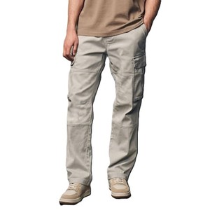 100% Cotton Men's Cargo <b>Jogger</b> Pants Multi Pocket Streetwear Track Trousers Flare <b>Stacked</b> Sweatpants Loose Fit Casual Pants Men - Product Image 1