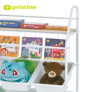 Organisateur de bureau multifonctionnel moderne à 1 niveau en métal avec étagère en fil de fer MDF, finition brillante, montage facile - Product Image 5