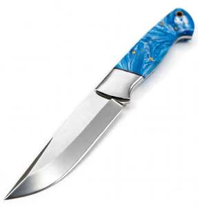 Couteau utilitaire à lame fixe en acier inoxydable, fabriqué à la main, manche en résine bleue personnalisé, finition miroir, EDC - Product Image 3
