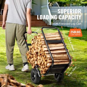 Carrello per Legna da Ardere con Capacità di 250 Libbre, Ruote in PU, Copertura Impermeabile, per Uso Interno ed Esterno, Resistente - Product Image 2