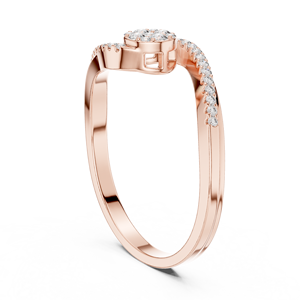 Anillos de oro macizo de 14k para mujer con diseño minimalista de diamantes de corte redondo, estilo bypass o swirl, para regalo, compromiso, aniversario, boda. - Product Image 6