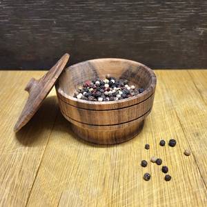 Pot à sel en bois naturel, boîte de rangement élégante pour la cuisine avec couvercle, pour le stockage des assaisonnements et l'organisation du comptoir - Product Image 5