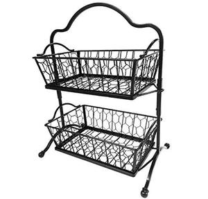 Support à fruits en métal à 2 niveaux pour panier à légumes et fruits, panier de rangement pour la cuisine, organisateur de rangement écologique - Product Image 1