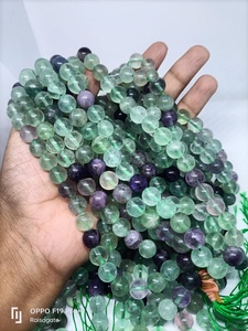 Chaîne de perles de fluorite naturelle multi-couleurs de haute qualité, perles de cristal naturelles de 8 mm, pierres de guérison, chaîne de 45 perles. - Product Image 5