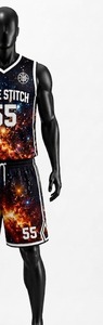 Ensemble de maillot de basket sans manches pour homme White Stitch, imprimé galaxie, impression numérique 55, débardeur et short, coupe classique, respirant - Product Image 5