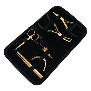 Kit de Herramientas para Extensiones de Cabello con Pinza para Cuentas Doradas, Tijeras de Corte de Precisión, Herramienta de Seccionamiento de Precisión, Agujas de Tejido - Product Image 1