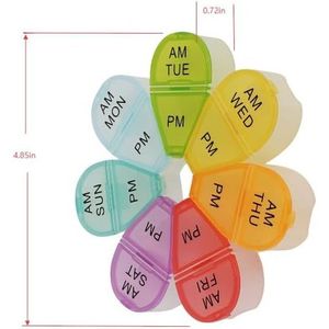 Mignon Organisateur de Pilules Hebdomadaire en Forme de Fleur AM PM, Boîte à Médicaments à 7 Compartiments Colorés pour Vitamines et Médicaments, Étui de Rangement Semainier - Product Image 2