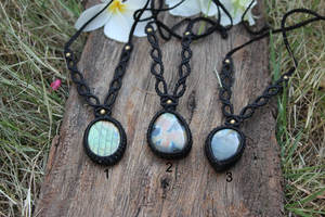 Conjunto de Collares de Macramé de Jade al por Mayor, Colgantes de Jade Natural con Destellos, Cordón Negro, Joyería Clásica de Cristal, Collares Hechos a Mano, Budismo - Product Image 5