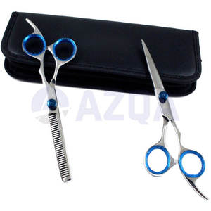 Ensemble professionnel de ciseaux de coiffure et d'éclaircissage en acier inoxydable avec vis réglable, repose-doigts et étui en cuir PU pour la vente en gros - Product Image 2